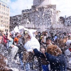 Giornata mondiale della lotta coi cuscini a Piazza Dam